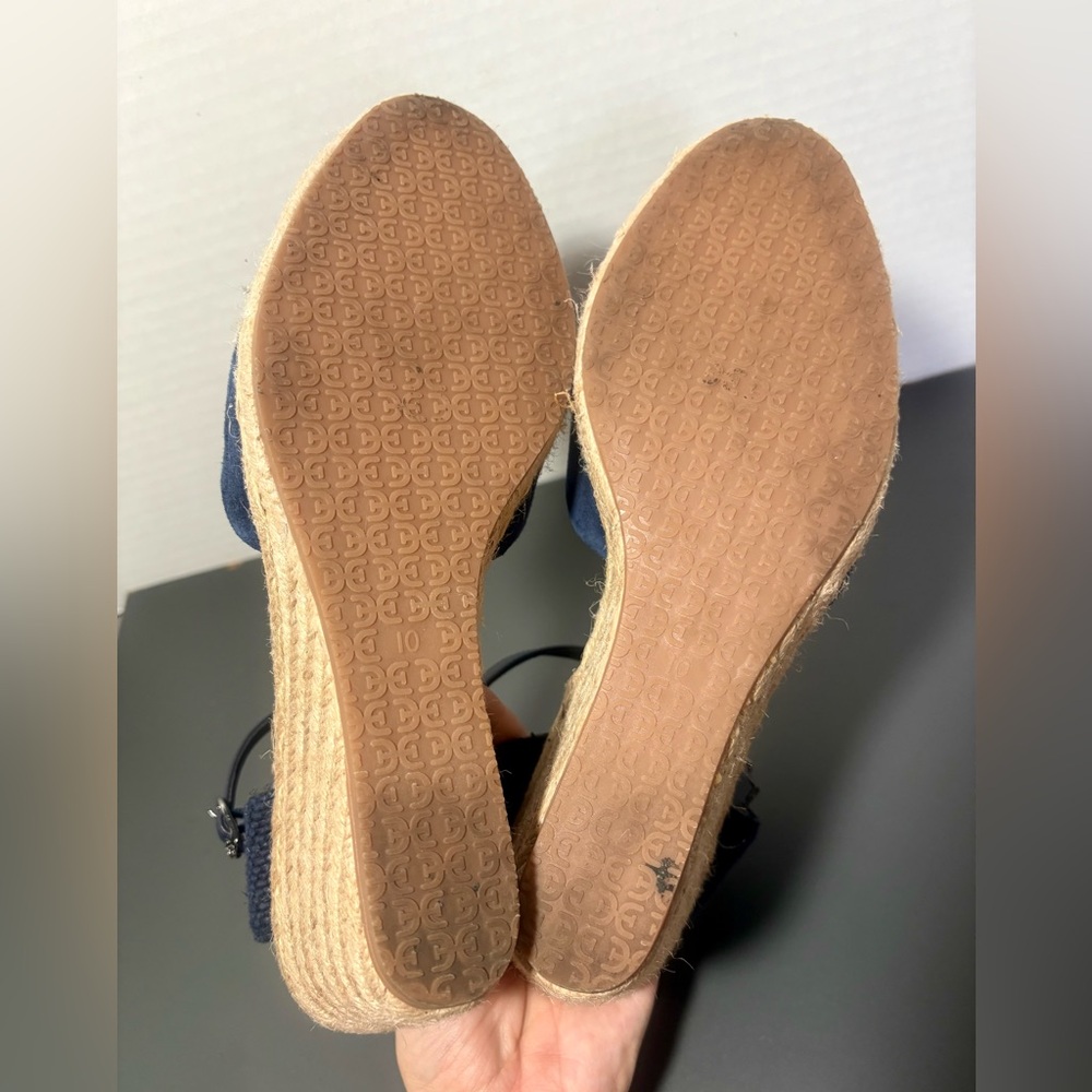 SAM EDELMAN Payton Navy Blue Suede Espadrille Wedge Sandals - Picture 5 of 6